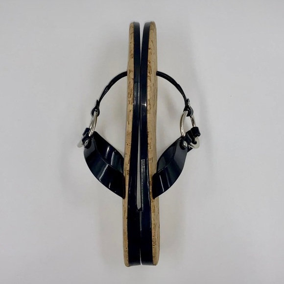 Bernardo Jelly Thong Sandals in Black/Cork/Silvertone Size 10 - Picture 3 of 7